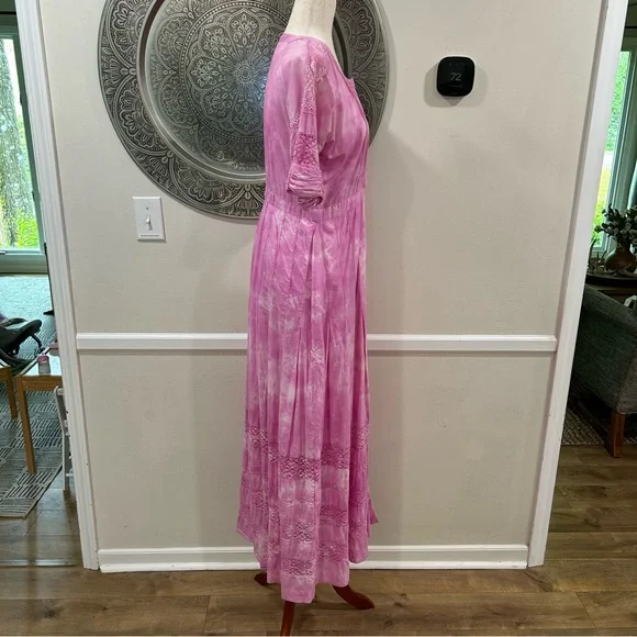LoveShackFancy Edie pink maxi dress with lace accents - size M - Picture 8 of 14